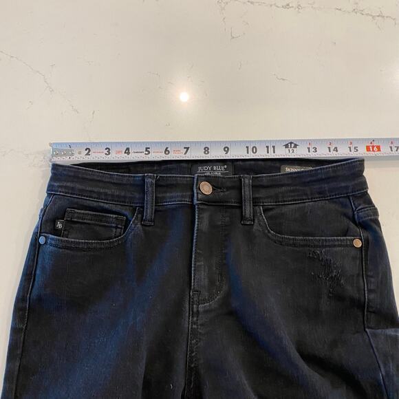 Judy Blue Skinny Jeans Black with Animal Cheetah Print Distressed Size 7 /28 - Picture 8 of 9